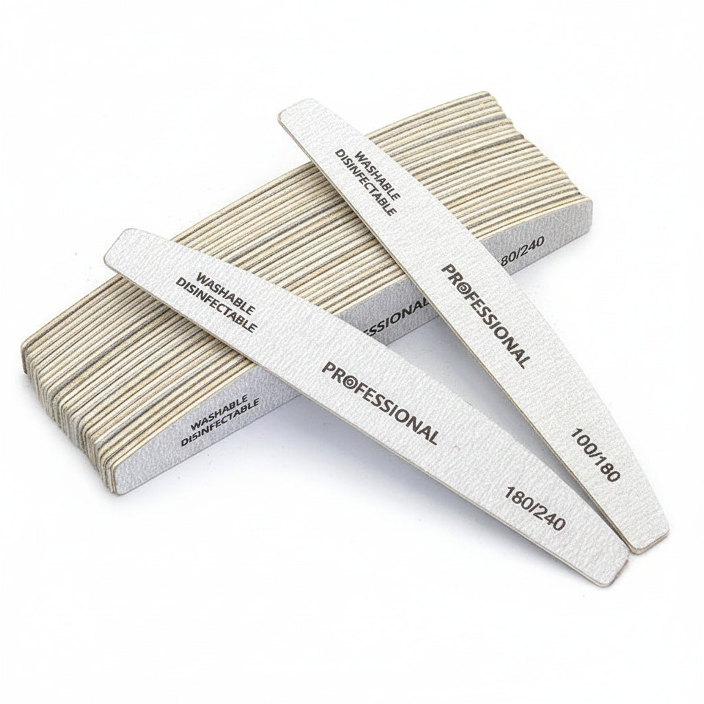 10Pcs/Lot Wooden Nail Files Professional 100 180 240 Emery Board Manicure Buffer Grey Boat Double-Sided Wooden Pedicure Buffers