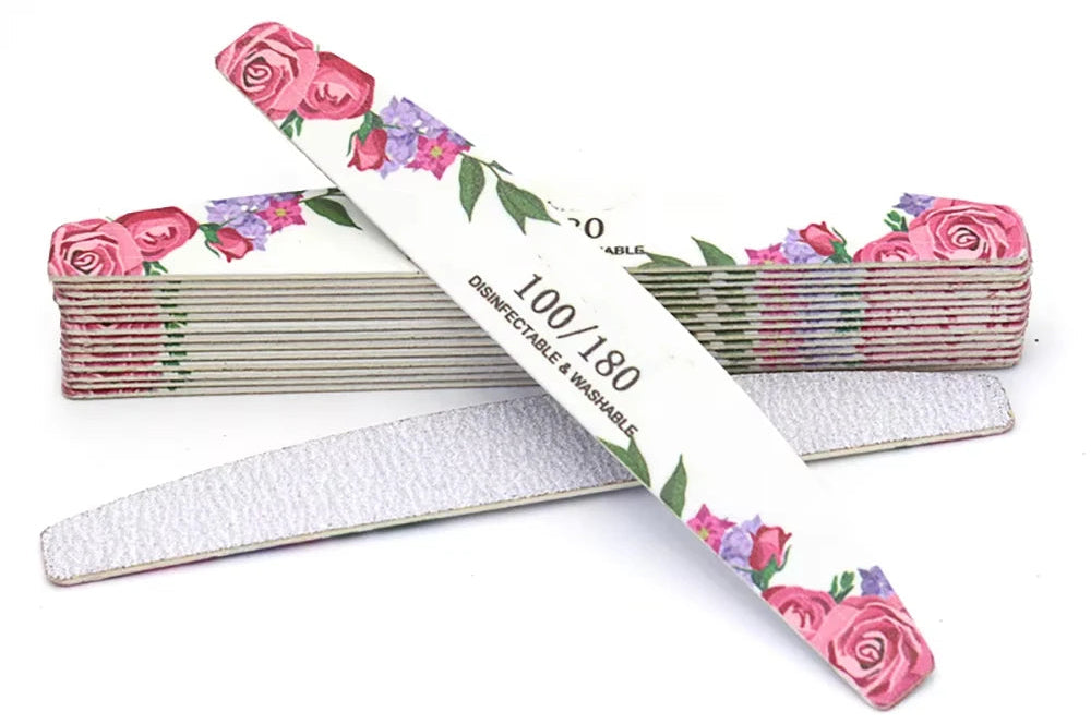 10Pcs/Lot Wooden Nail Files Professional 100 180 240 Emery Board Manicure Buffer Grey Boat Double-Sided Wooden Pedicure Buffers