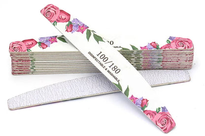 10Pcs/Lot Wooden Nail Files Professional 100 180 240 Emery Board Manicure Buffer Grey Boat Double-Sided Wooden Pedicure Buffers