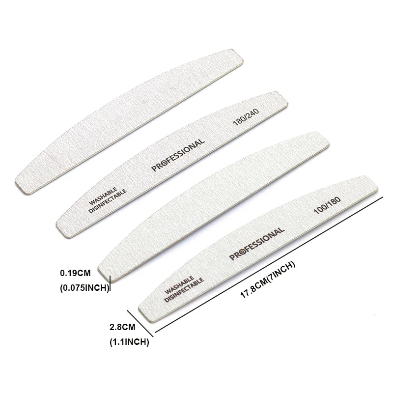 10Pcs Wooden Nail Files Set Professional Double-Sided Emery Board Manicure Buffer Grey Boat Pedicure Buffers 100/180/240 Grit